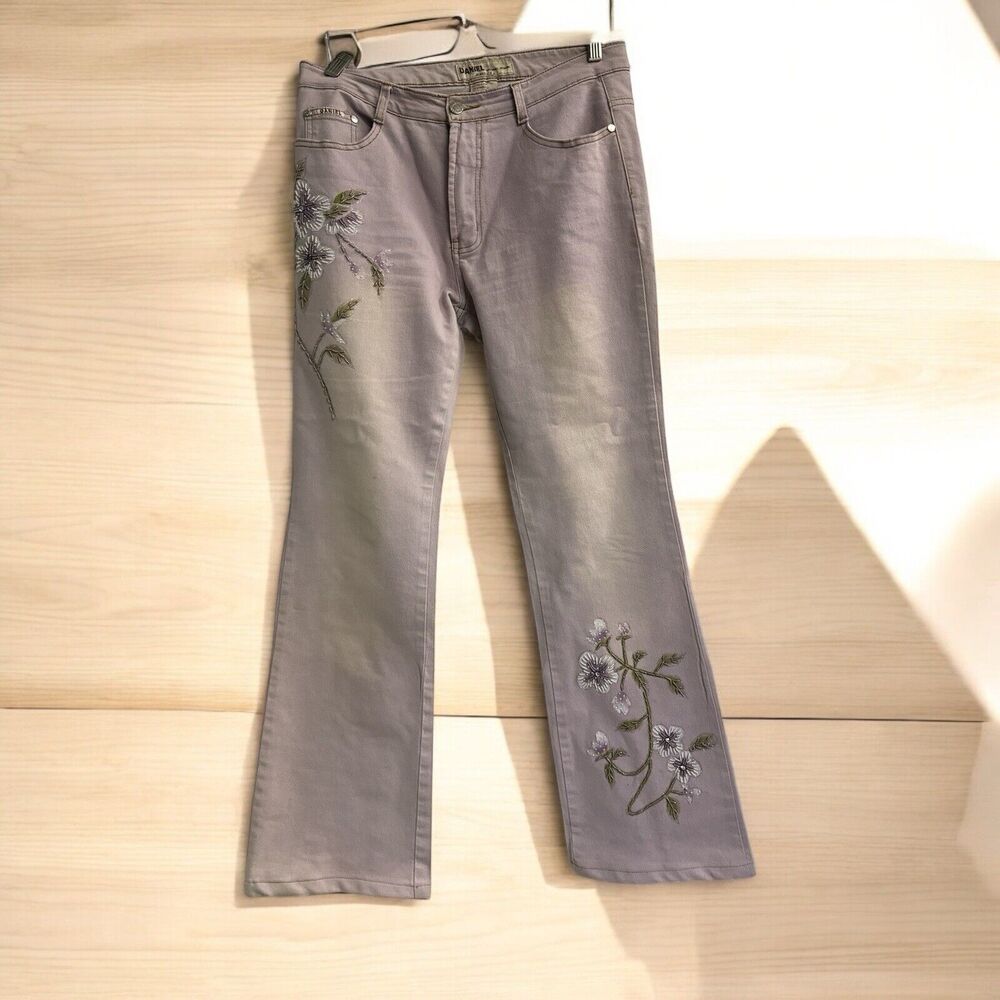 Daniel Original‎ Design LILAC Jeans Women's Sz 13/14 Beaded Painted Flared Jeans